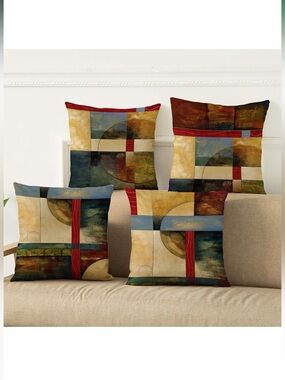 Set of 4 Modern Abstract Decorative Throw Pillows